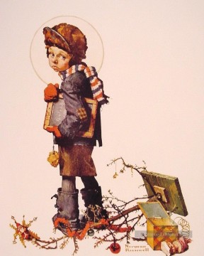 Norman Rockwell Painting - little boy holding chalk board 1927 Norman Rockwell